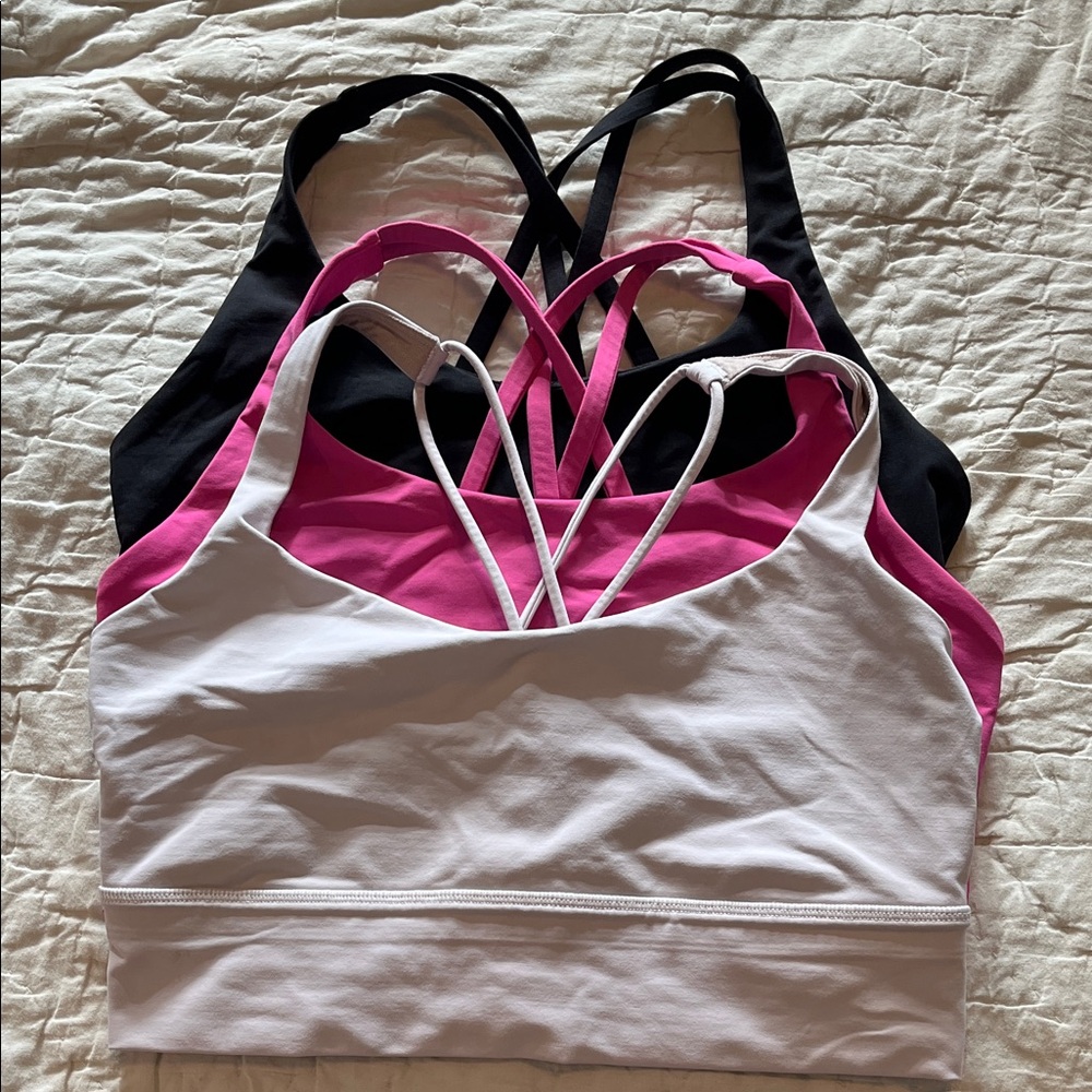 Lululemon Women's Strappy Sports Bra Set - Black, Pink, White